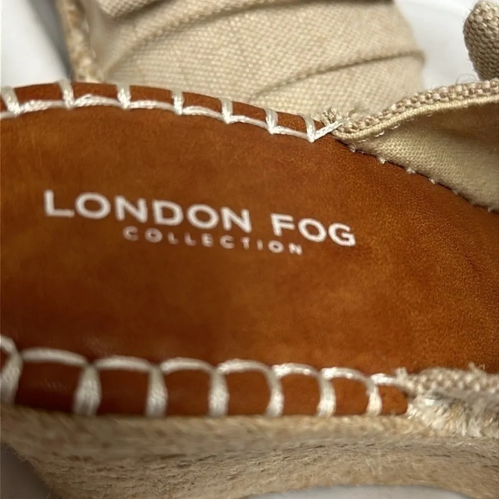 LONDON FOG Womens Heidi Espadrille Wedge Sandals sz 10M‎ Knotty Bow tan (1492)